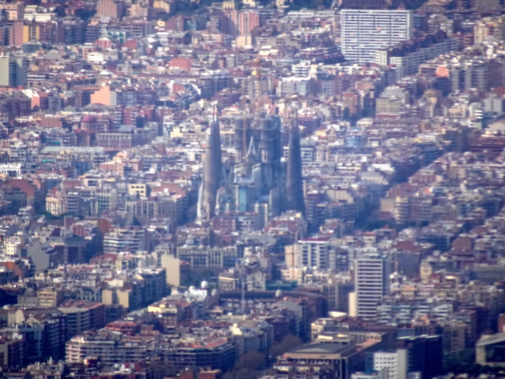 The Sagrada Família church, viewed from the airplane from Amsterdam