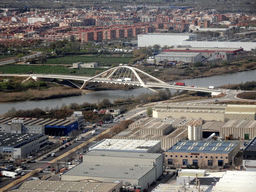 Bridge over the Llobregat river, viewed from the airplane from Amsterdam