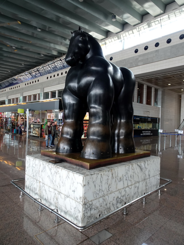 Horse statue at the Arrivals Hall of Barcelona-El Prat Airport