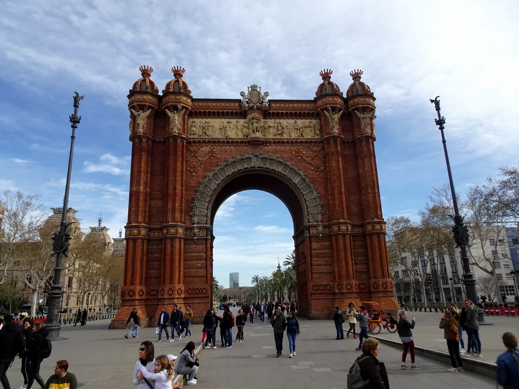 Northwest side of the Arc de Triomf arch at the Passeig de Lluís Companys promenade