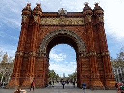 Northwest side of the Arc de Triomf arch at the Passeig de Lluís Companys promenade
