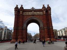 Southeast side of the Arc de Triomf arch at the Passeig de Lluís Companys promenade