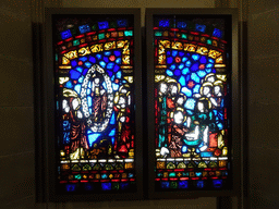 Stained glass window at the upper floor of the Basilica de Santa Maria del Mar church