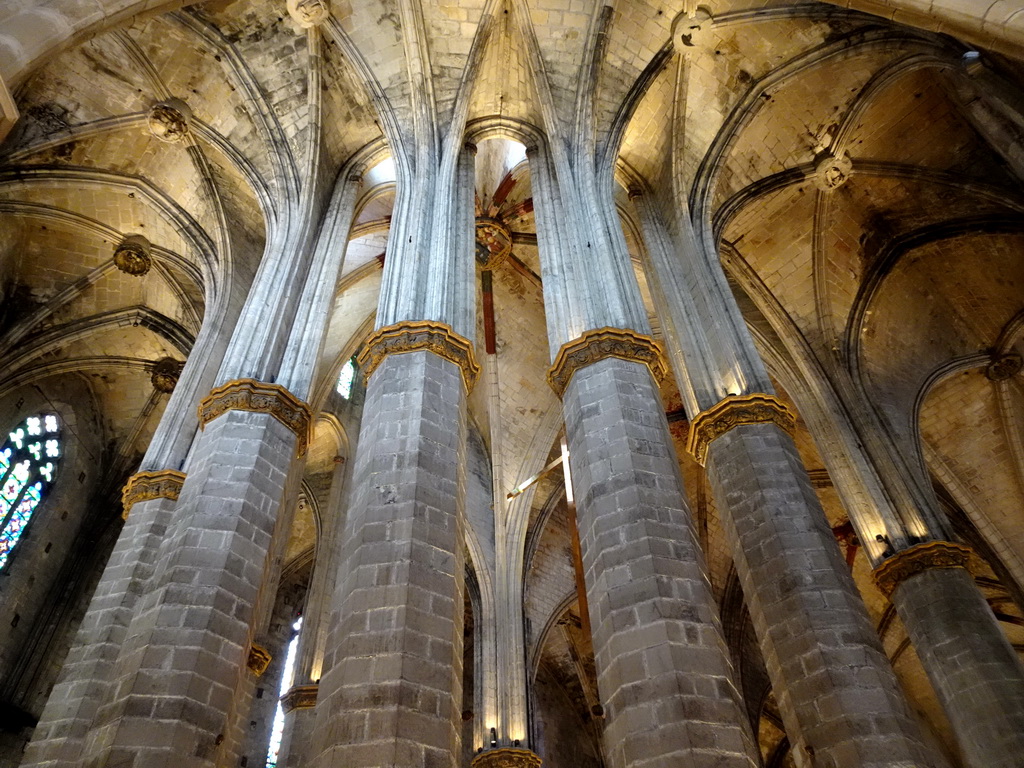 Ceiling of the Basilica de Santa Maria del Mar church, viewed from the upper floor