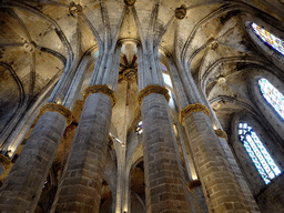 Ceiling of the Basilica de Santa Maria del Mar church, viewed from the upper floor