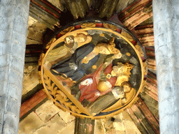Relief at the ceiling of the Basilica de Santa Maria del Mar church, viewed from the upper floor