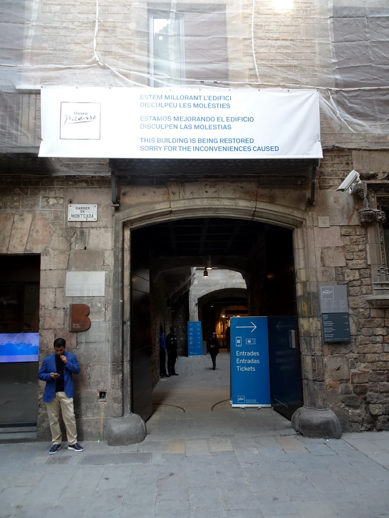 Southwest side of the Picasso Museum at the Carrer de Montcada street