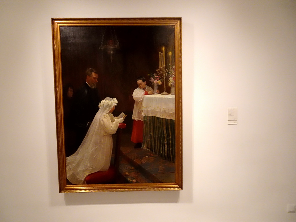 Painting `First Communion` by Pablo Picasso, at the Picasso Museum, with explanation
