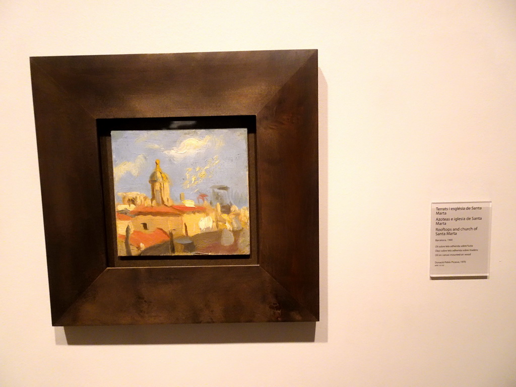 Painting `Rooftops and Church of Santa Marta` by Pablo Picasso, at the Picasso Museum, with explanation