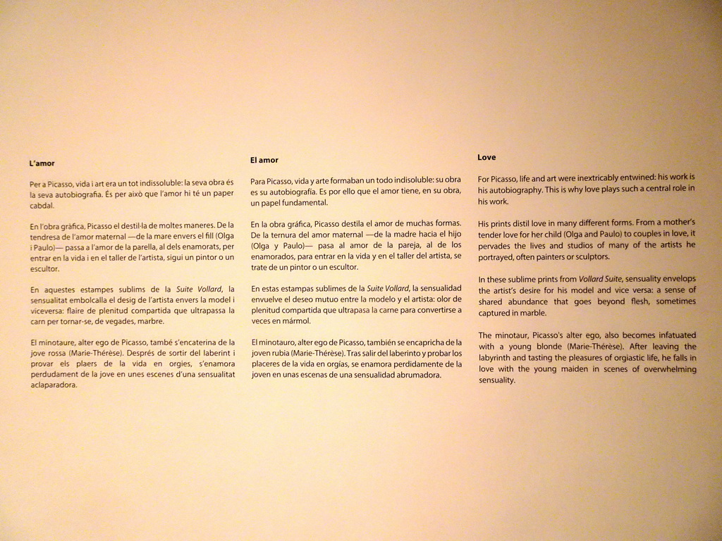 Information on the theme of Love in Pablo Picasso`s paintings, at the Picasso Museum