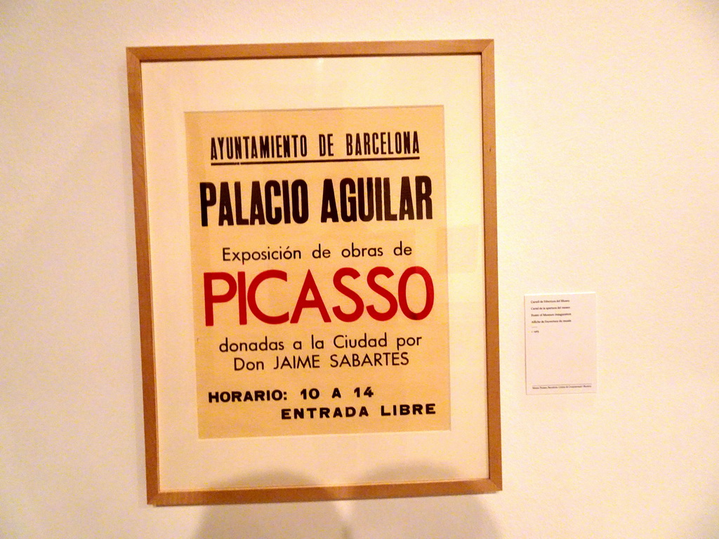 Poster of the museum inauguration, at the Picasso Museum, with explanation