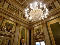 Ceiling and chandeleer at the Neo-classic Hall of the Picasso Museum