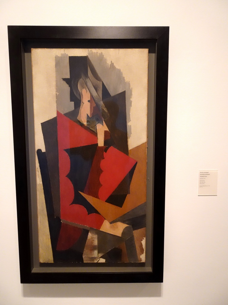 Painting `Seated Man` by Pablo Picasso, at the Picasso Museum, with explanation