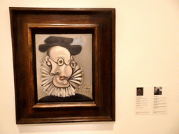 Painting `Portrait of Jaume Sabartés with Ruff and Cap` by Pablo Picasso, at the temporary exhibition `Sabartés by Picasso by Sabartés` at the Picasso Museum, with explanation