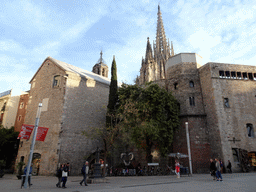 The towers of the Barcelona Cathedral, viewed from the Avinguda de la Catedral street
