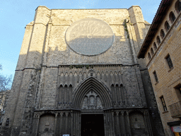 Front of the Basilica de Santa Maria del Pi church at the Plaça del Pi square