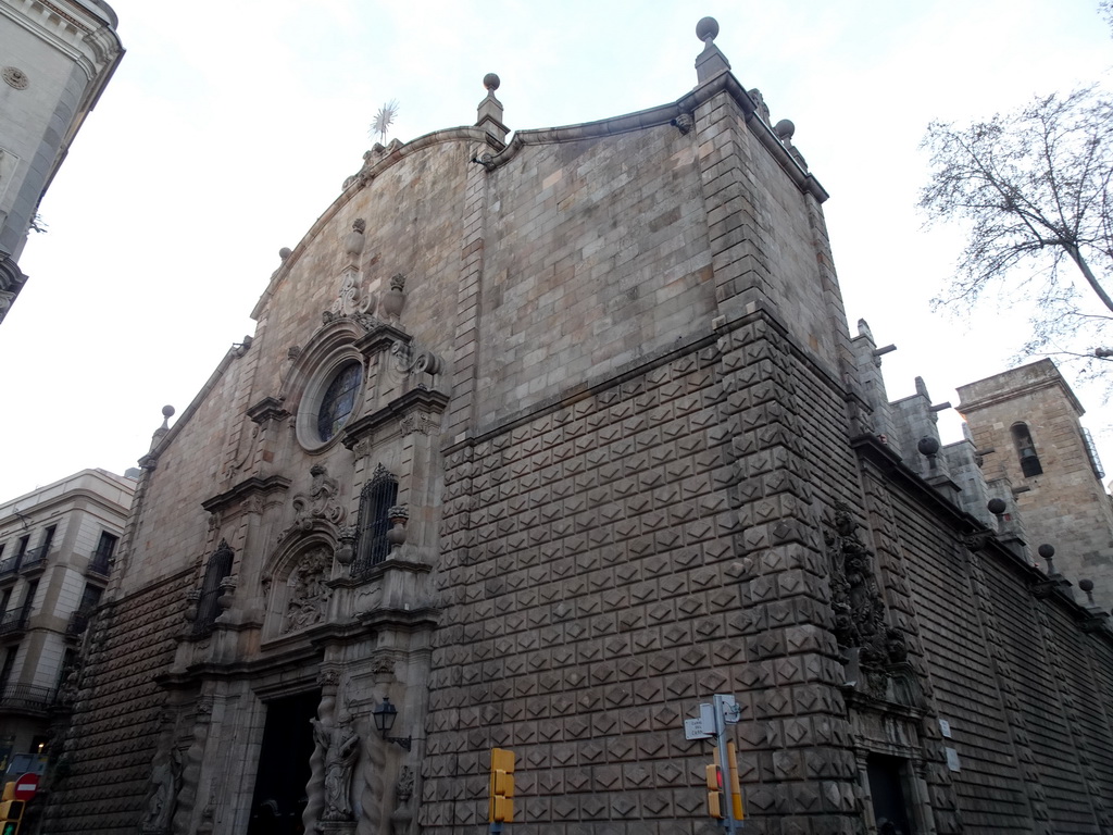 Southeast side of the Betlem Church at the La Rambla street