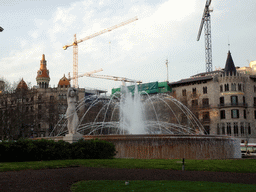 Fountain and statue at the north side of the Plaça de Catalunya square