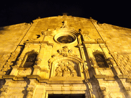 Facade of the Betlem Church at the Carrer del Carme street, by night