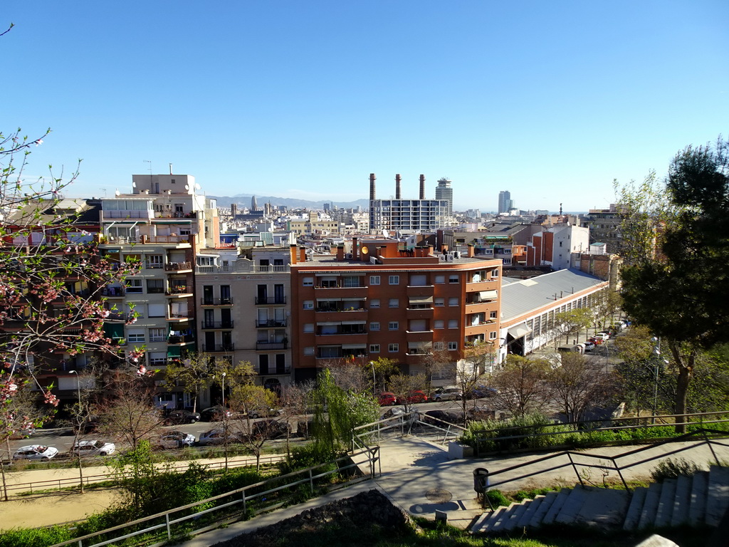 The city center, viewed from the Parc de la Primavera at the northeast side of the Montjuïc hill