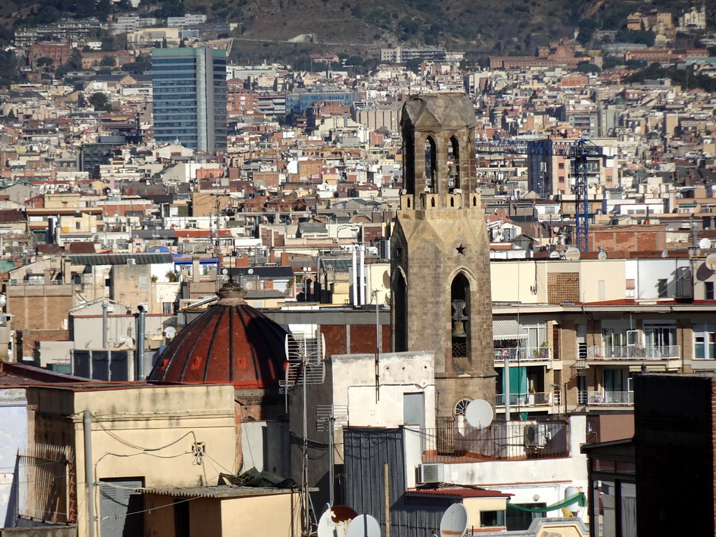 The Parròquia Santa Madrona church, viewed from the Parc de la Primavera at the northeast side of the Montjuïc hill