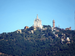 The Tibidabo mountain with the Sagrat Cor church, viewed from the Parc de la Primavera at the northeast side of the Montjuïc hill