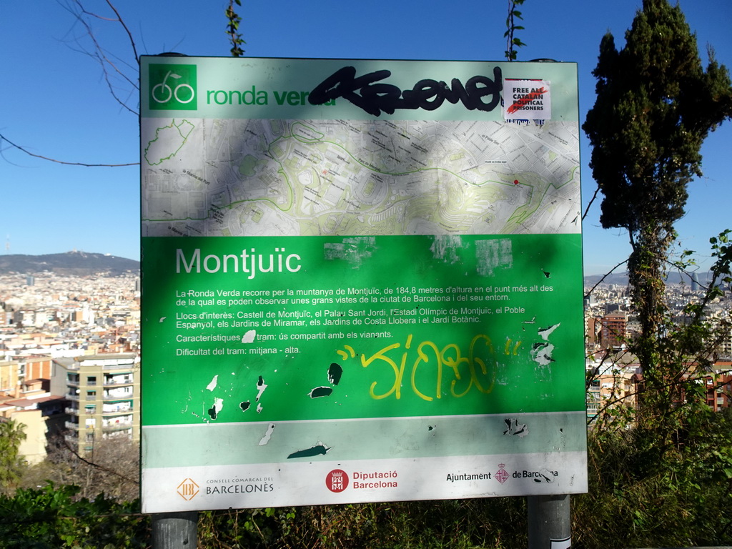 Map of the Montjuïc hill at the Plaça de Carlos Ibáñez square