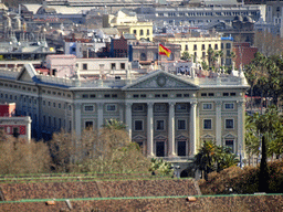 The Gobierno Militar de Barcelona building, viewed from the Plaça de l`Armada park at the northeast side of the Montjuïc hill