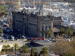 The Agència Estatal d`Administració Tributària building at the Passeig Josep Carner street, viewed from the Plaça de l`Armada park at the northeast side of the Montjuïc hill