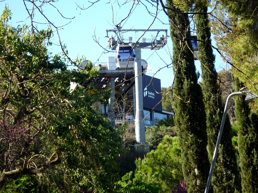 The top station of the Montjuïc Cable Car, viewed from the Montjuic Slide park at the east side of the Montjuïc hill