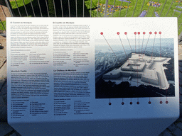 Map and information on the Montjuïc Castle at the southeast side of the Montjuïc hill