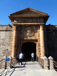 Bridge and front gate of the Montjuïc Castle at the southeast side of the Montjuïc hill