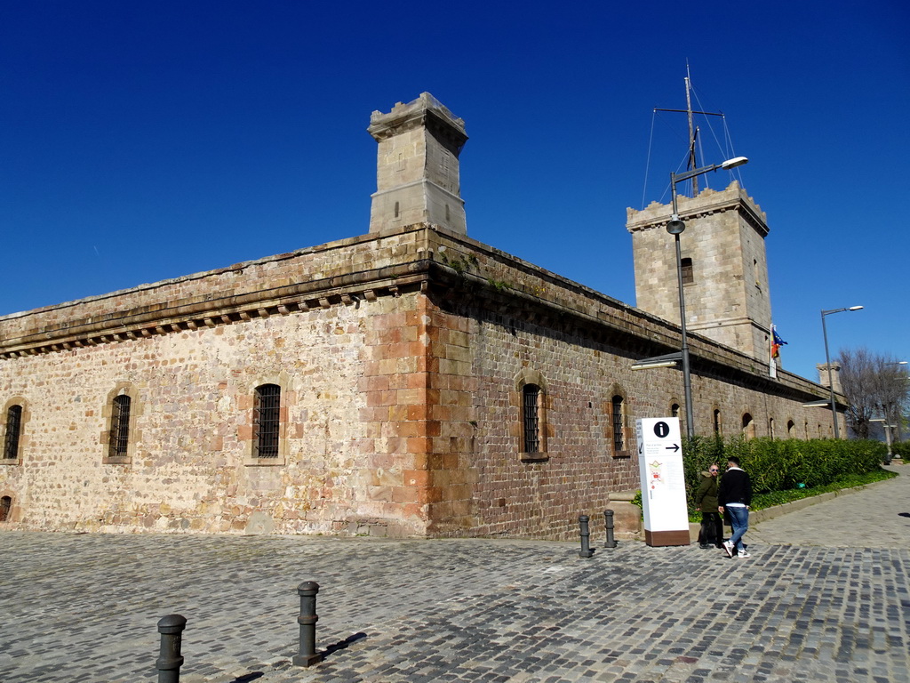 Southeast corner of the main building at the Montjuïc Castle at the southeast side of the Montjuïc hill