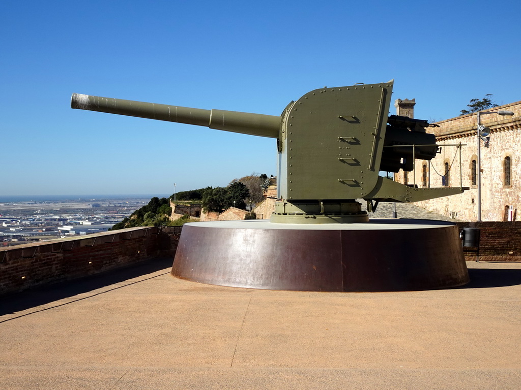 Cannon at the Sea Rampart of the Montjuïc Castle at the southeast side of the Montjuïc hill