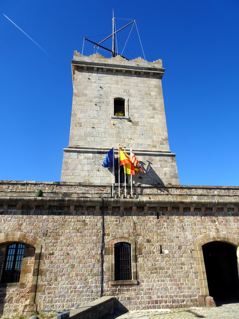 East side of the Watchtower of the Montjuïc Castle at the southeast side of the Montjuïc hill