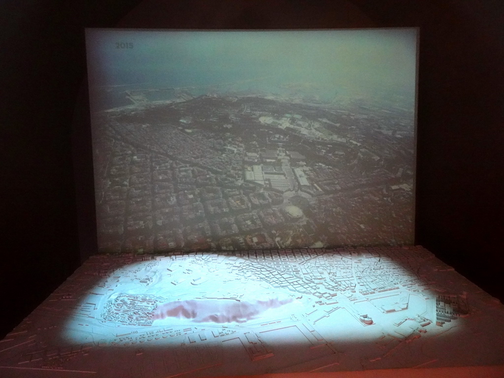 Three-dimensional map and movie of Montjuïc Castle, at the Visitor Centre of the Montjuïc Castle at the southeast side of the Montjuïc hill