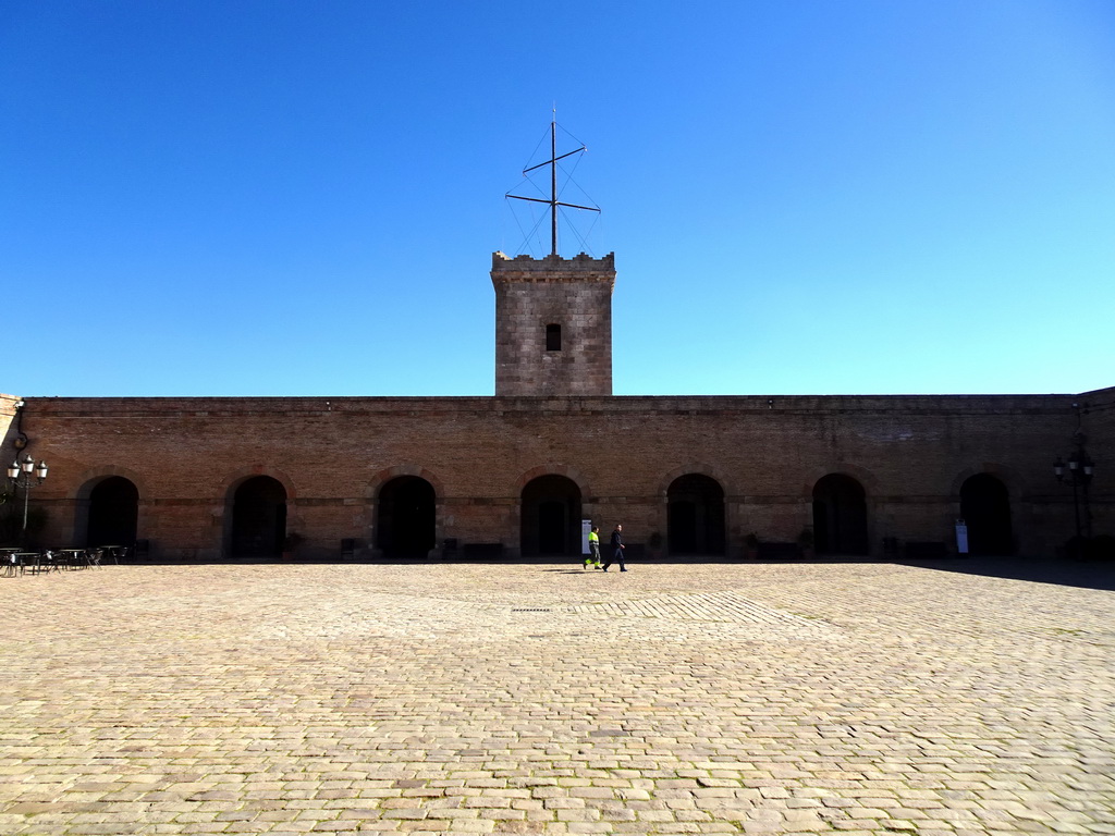 The Parade Ground and the Watchtower of the Montjuïc Castle at the southeast side of the Montjuïc hill