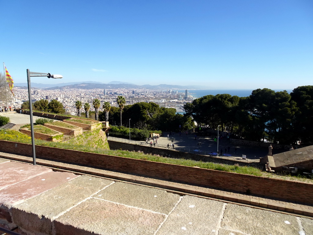 The city center, viewed from the east side of the Terrace of the Montjuïc Castle at the southeast side of the Montjuïc hill