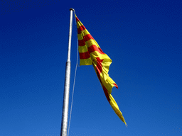 Catalan flag at the Santa Amàlia Bastion of the Montjuïc Castle at the southeast side of the Montjuïc hill