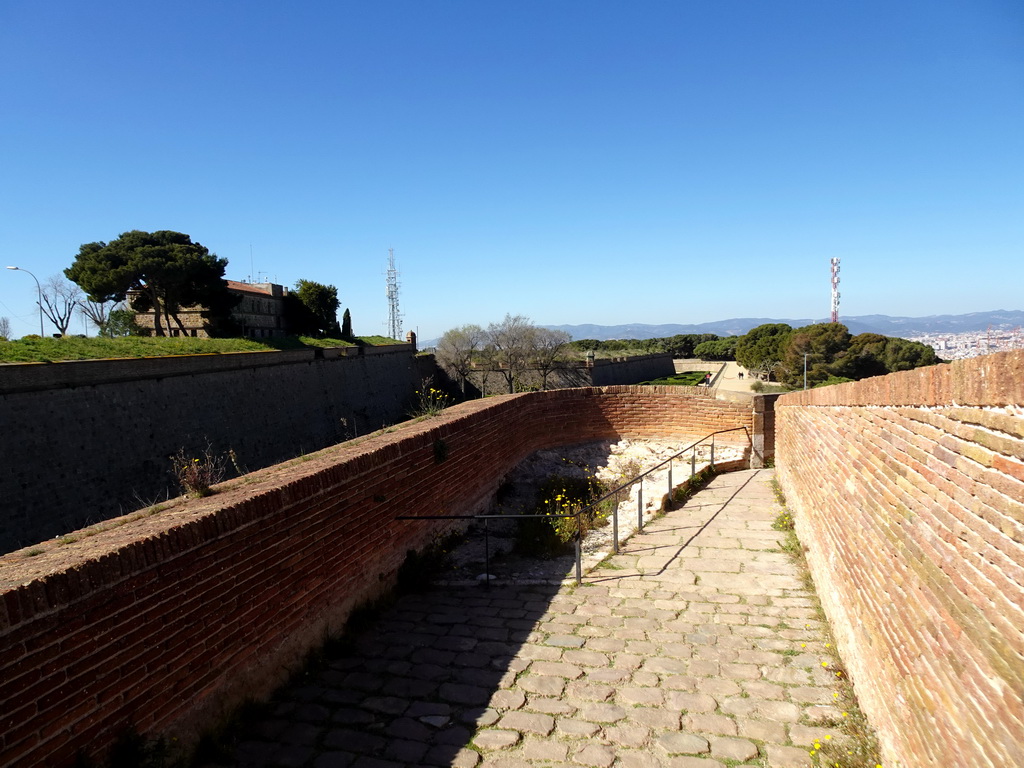 North walkway of the Santa Amàlia Bastion of the Montjuïc Castle at the southeast side of the Montjuïc hill