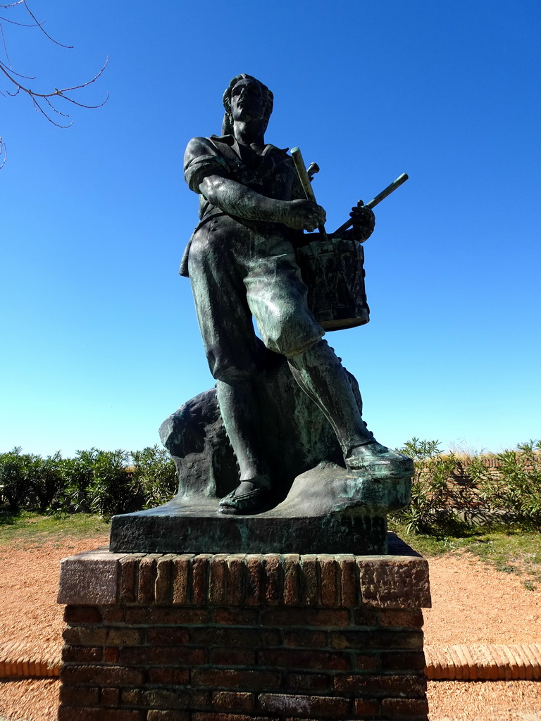 The Timbaler del Bruc statue at the Outer Ward of the Montjuïc Castle at the southeast side of the Montjuïc hill