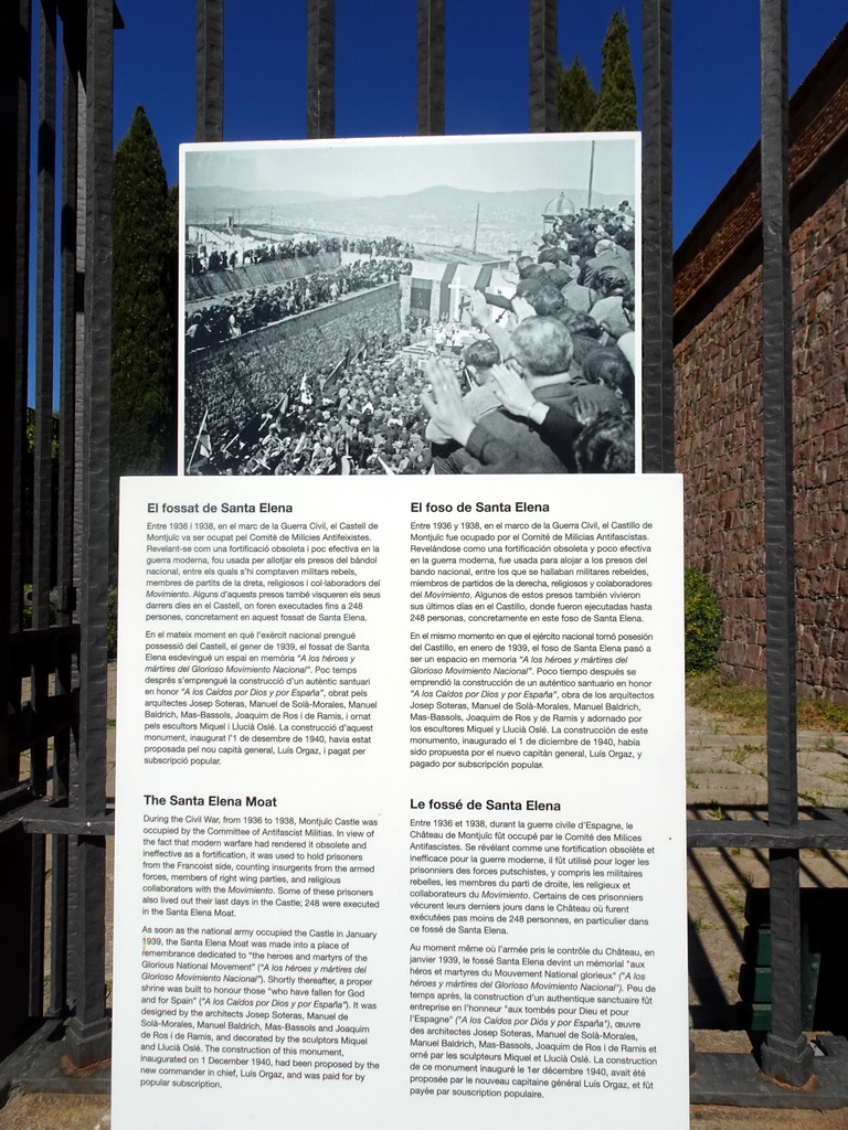 Information on the Santa Elena Moat of the Montjuïc Castle at the southeast side of the Montjuïc hill