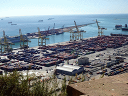 The Port de Barcelona harbour, viewed from the south side of the Outer Ward of the Montjuïc Castle at the southeast side of the Montjuïc hill