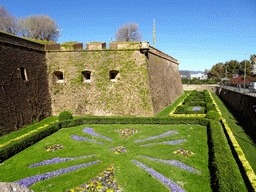 Flower bed at the right side of the front gate of the Montjuïc Castle at the southeast side of the Montjuïc hill