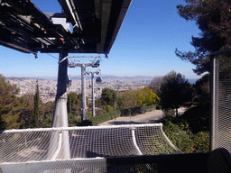 The Montjuïc Slide park at the east side of the Montjuïc hill and the city center, viewed from the Montjuïc Cable Car