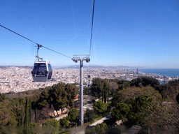 The Montjuïc Slide park at the east side of the Montjuïc hill and the city center, viewed from the Montjuïc Cable Car