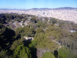 The Montjuïc Slide park at the east side of the Montjuïc hill and the city center, viewed from the Montjuïc Cable Car