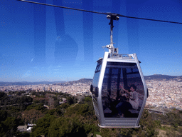 The Montjuïc Slide park at the east side of the Montjuïc hill and the city center, viewed from the Montjuïc Cable Car