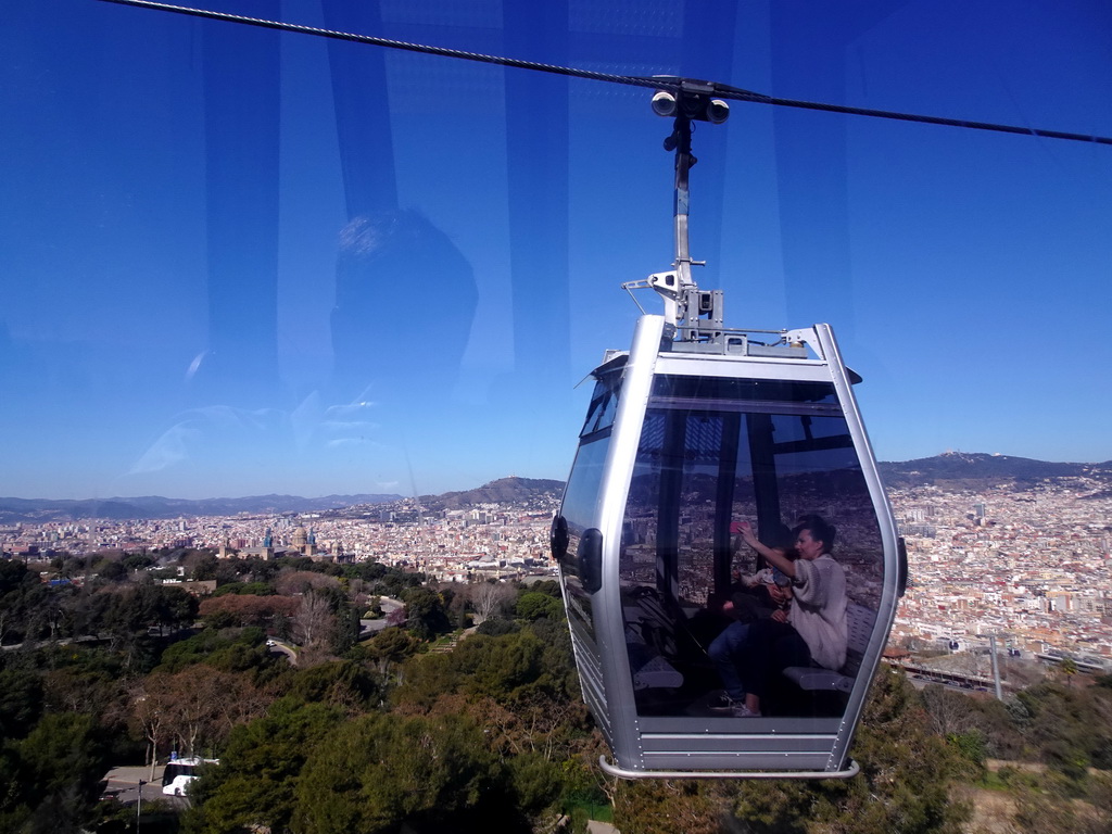 The Montjuïc Slide park at the east side of the Montjuïc hill and the city center, viewed from the Montjuïc Cable Car