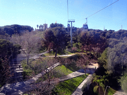 The Montjuïc Slide park and the Montjuïc Castle at the northeast side of the Montjuïc hill, viewed from the Montjuïc Cable Car